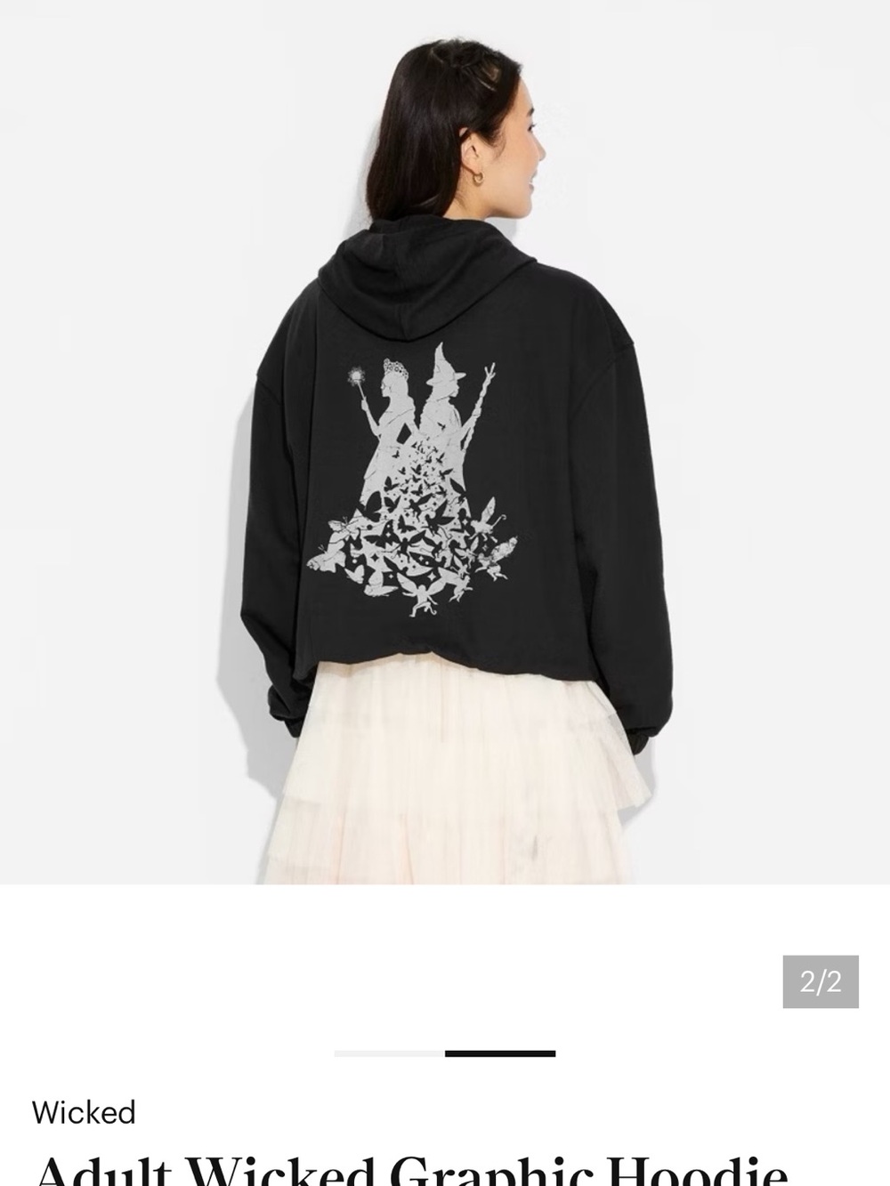 Rare Wicked x Paul Tazewell Fleece Graphic Crop Hoodie Sweatshirt Black Large